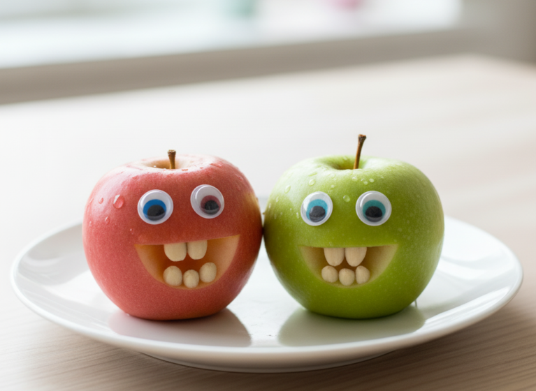 Lustige Apfel-Gesichter